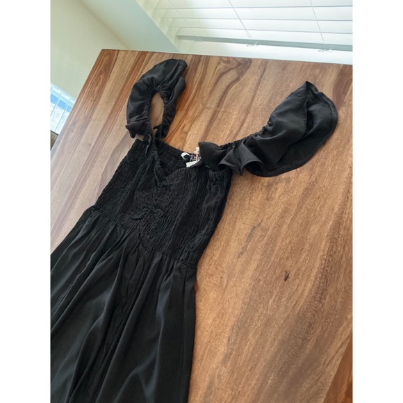 Raviya Womens Black Smocked Ruffle Cap Sleeve Maxi Dress 74581 Size Small NWT - Picture 5 of 8